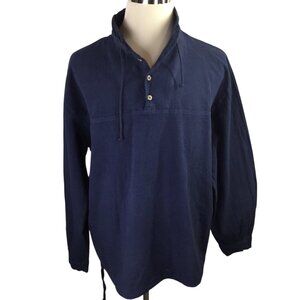 Cottonseed Casual Wear Henley Shirt Men's XXL Long Sleeve Drawstring USA Navy